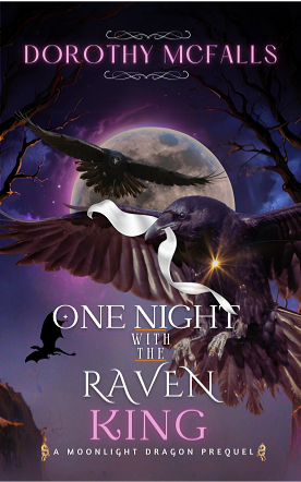 Book cover for "One Night with the Raven King" by Dorothy McFalls.